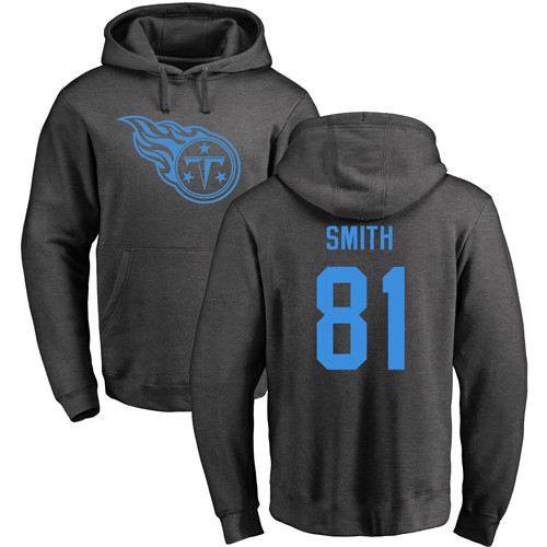 Tennessee Titans Men Ash Jonnu Smith One Color NFL Football #81 Pullover Hoodie Sweatshirts->tennessee titans->NFL Jersey
